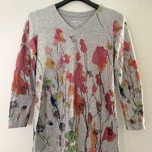 Soft Surroundings. Petite Medium. Grey and Floral Print